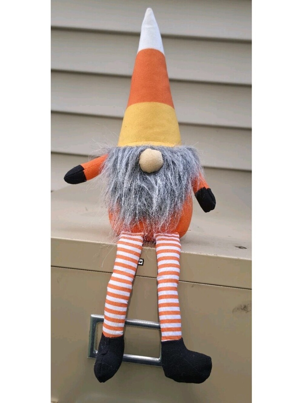 Candy Corn Gnome Plush Halloween Decoration